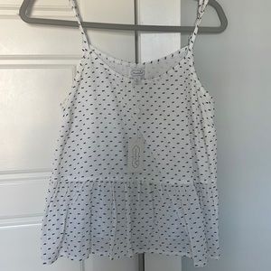 Mud Pie Bel Air Peplum Top with Navy Stitching - Sz Medium NWT